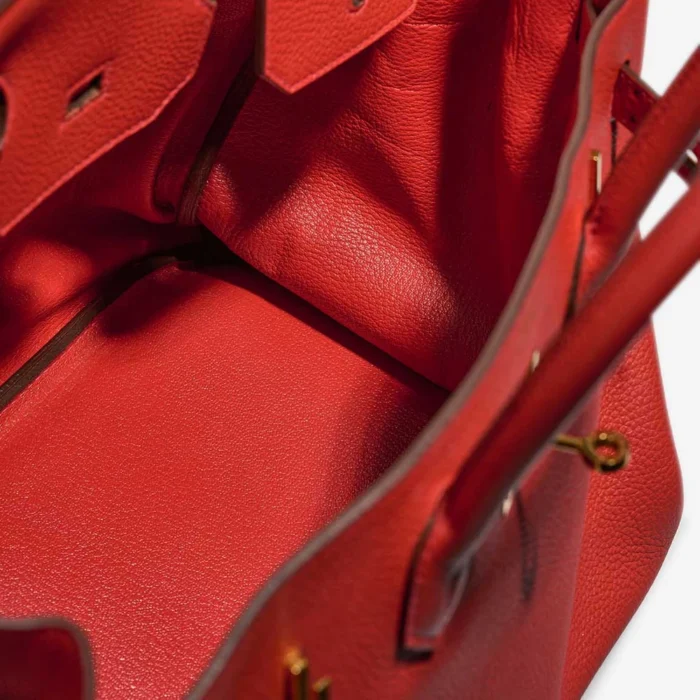 Artisan-Grade Hermès Dupes Birkin 35 Clemence Rouge Tomate GHW - Replica Handbags - Image 5