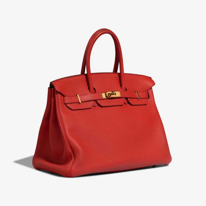 Artisan-Grade Hermès Dupes Birkin 35 Clemence Rouge Tomate GHW - Replica Handbags - Image 4