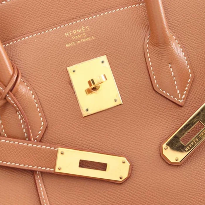 Artisan-Grade Hermès Dupes Birkin 35 Courchevel Gold GHW - Replica Handbags - Image 4