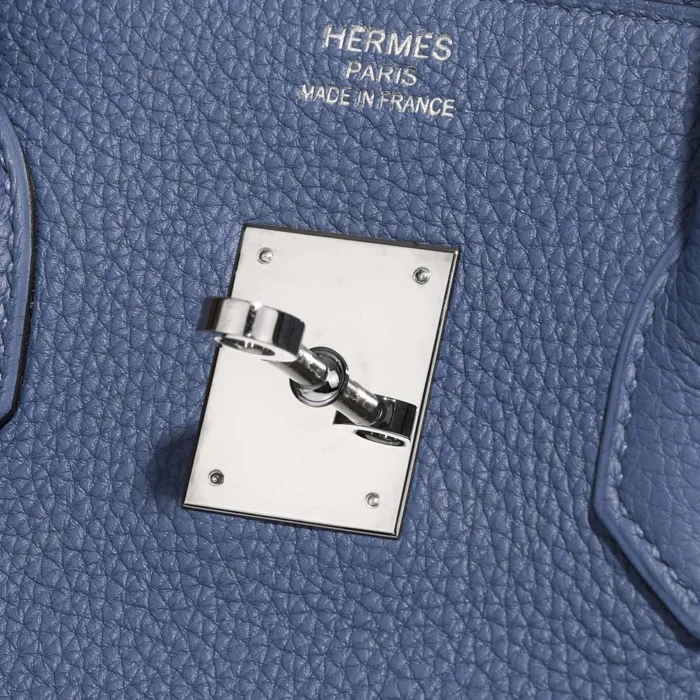 Artisan-Grade Hermès Dupes Birkin 35 Togo Blue Brighton PHW - Replica Handbags - Image 6