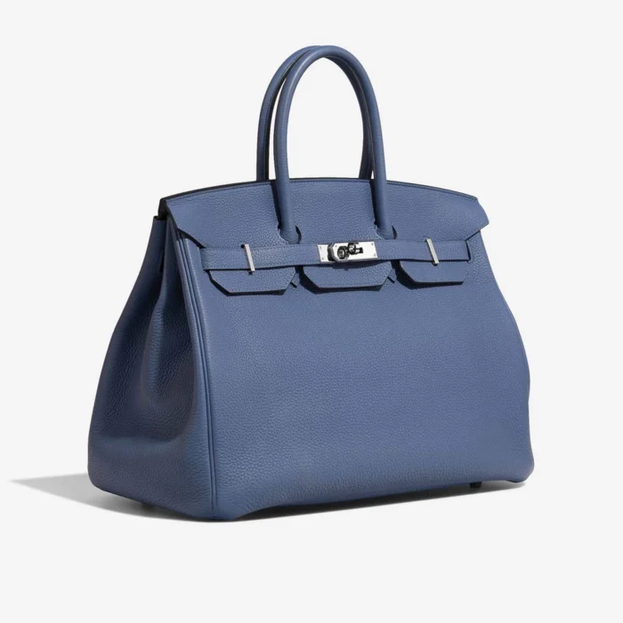 Artisan-Grade Hermès Dupes Birkin 35 Togo Blue Brighton PHW - Replica Handbags - Image 4