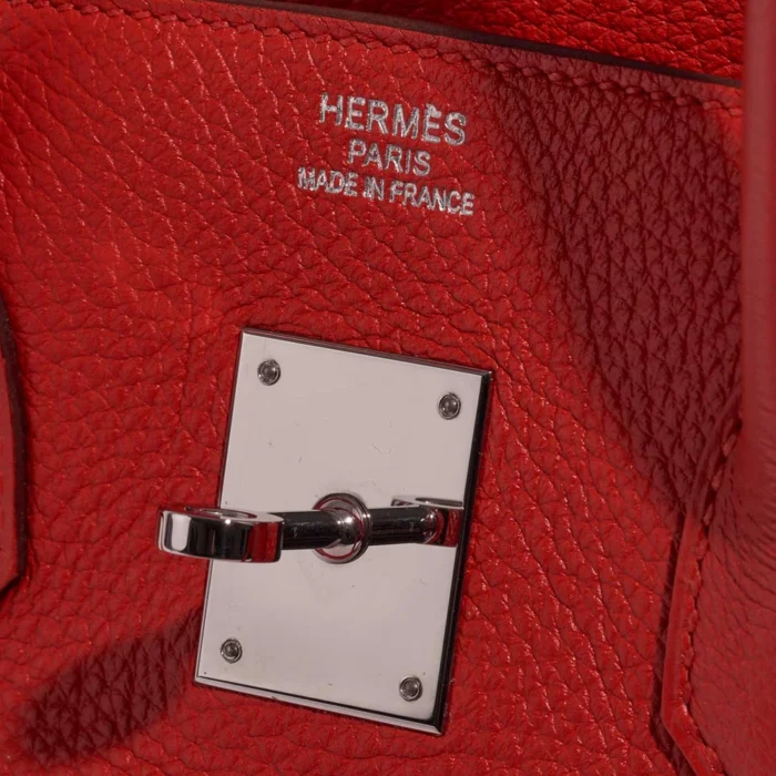 Artisan-Grade Hermès Dupes Birkin 35 Togo Rouge Tomate PHW - Replica Handbags - Image 5