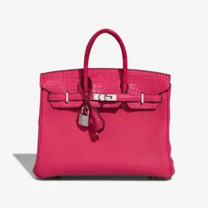 Artisan-Grade Hermès Dupes Birkin Touch 25 Matte Alligator/Togo Framboise PHW - Replica Handbags