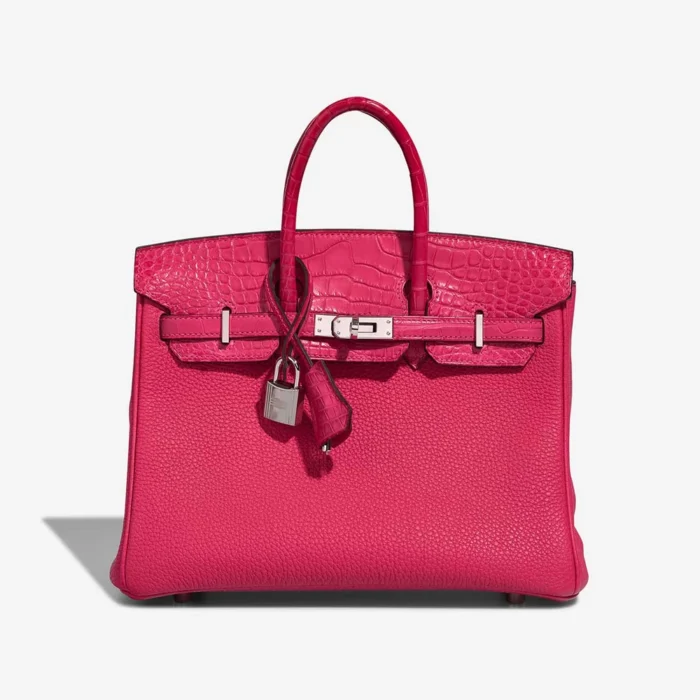 Artisan-Grade Hermès Dupes Birkin Touch 25 Matte Alligator/Togo Framboise PHW - Replica Handbags