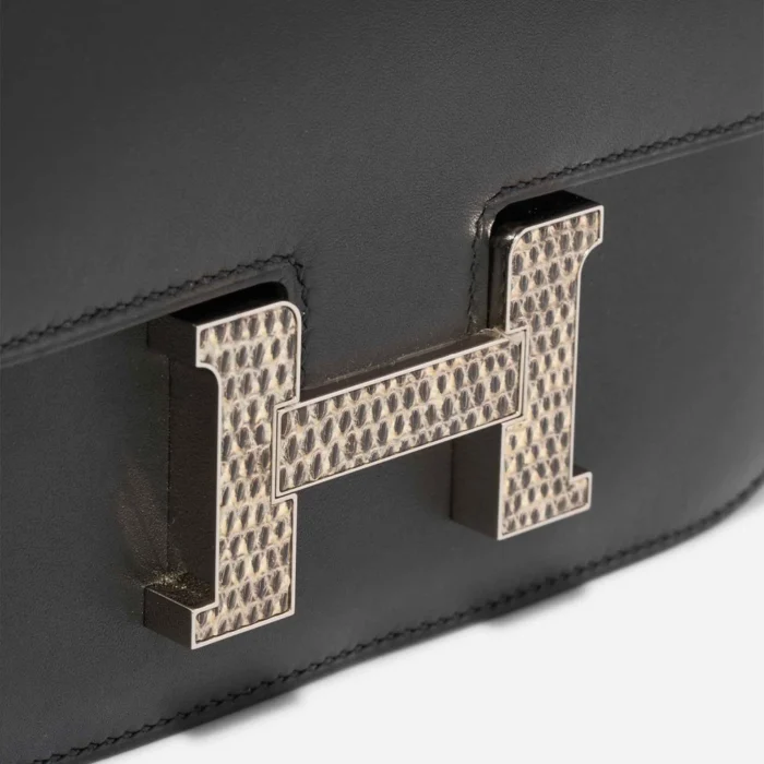 Artisan-Grade Hermès Dupes Constance 18 Veau Monsieur/Lizard Black LHW - Replica Handbags - Image 6