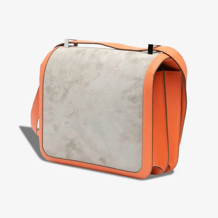 Artisan-Grade Hermès Dupes Constance 24 Swift/Doblis Suede Gris Tourterelle/Crevette PHW - Replica Handbags - Image 2