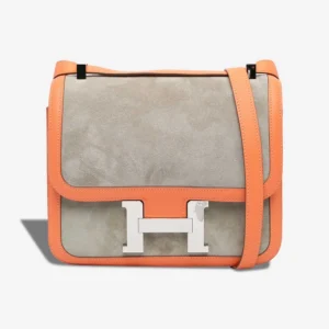 Artisan-Grade Hermès Dupes Constance 24 Swift/Doblis Suede Gris Tourterelle/Crevette PHW - Replica Handbags