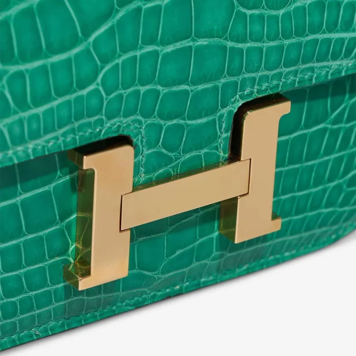 Artisan-Grade Hermès Dupes Constance Micro Alligator Mississippiensis Vert Jade GHW - Replica Handbags - Image 8