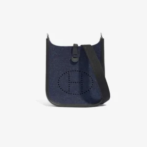 Artisan-Grade Hermès Dupes Evelyne 16 Felt/Swift Bleu Nuit/Black PHW - Replica Handbags