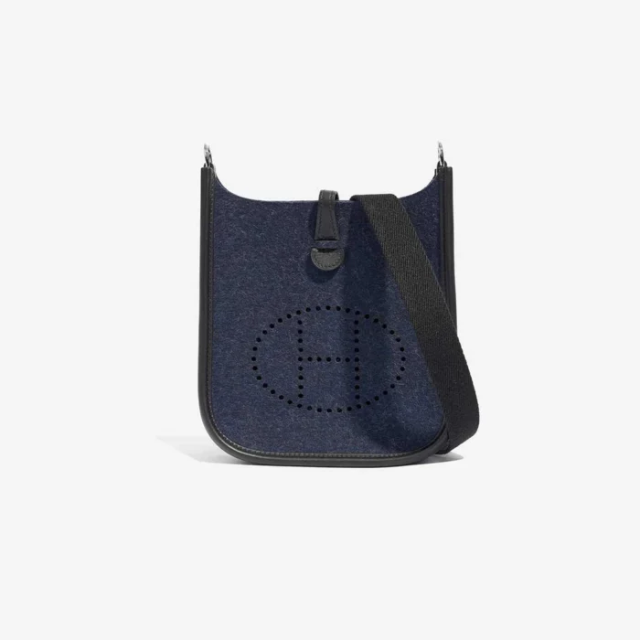 Artisan-Grade Hermès Dupes Evelyne 16 Felt/Swift Bleu Nuit/Black PHW - Replica Handbags