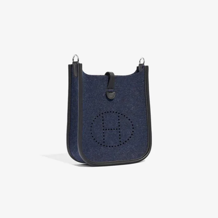 Artisan-Grade Hermès Dupes Evelyne 16 Felt/Swift Bleu Nuit/Black PHW - Replica Handbags - Image 5