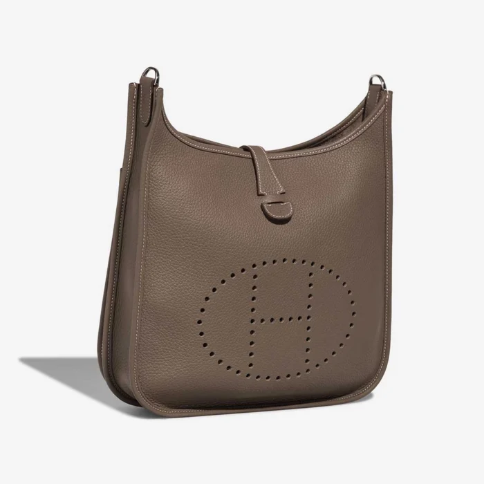 Artisan-Grade Hermès Dupes Evelyne 33 Clemence Etoupe PHW - Replica Handbags - Image 6