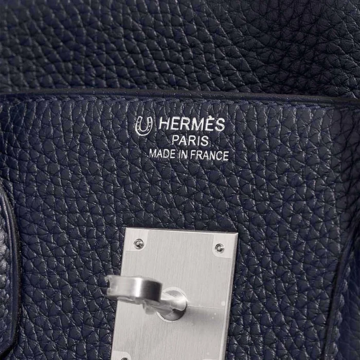 Artisan-Grade Hermès Dupes HSS Birkin 35 Taurillon Clemence Bleu Nuit/Anemone PHW - Replica Handbags - Image 6