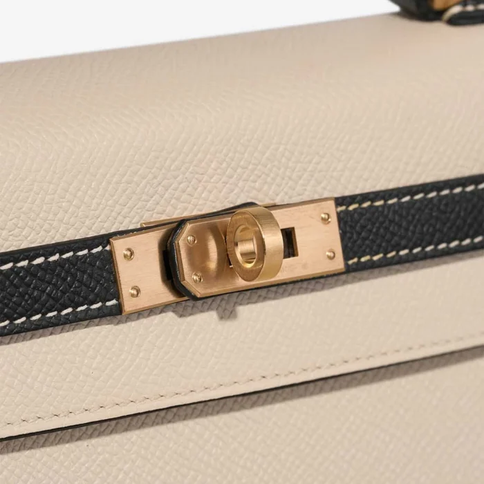 Artisan-Grade Hermès Dupes HSS Kelly 25 Epsom Black/Craie GHW - Replica Handbags - Image 7