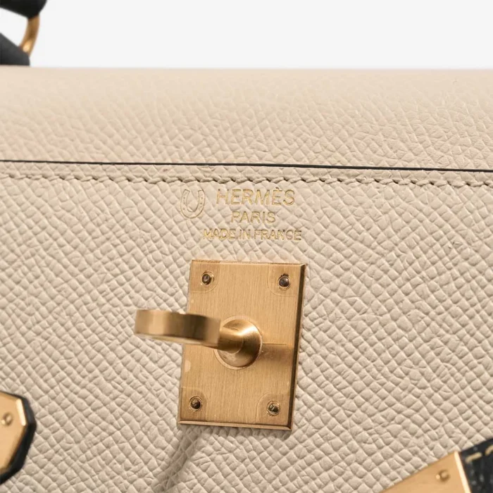 Artisan-Grade Hermès Dupes HSS Kelly 25 Epsom Black/Craie GHW - Replica Handbags - Image 6