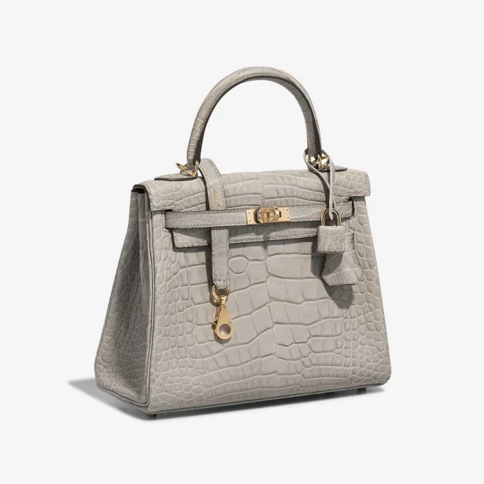 Artisan-Grade Hermès Dupes HSS Kelly 25 Matte Alligator Gris Perle/Rose Mexico GHW - Replica Handbags - Image 4