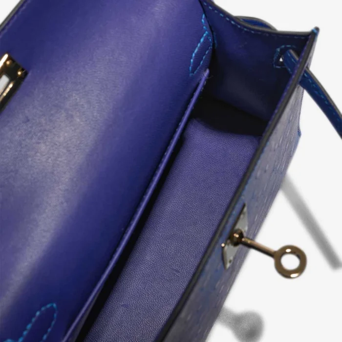 Artisan-Grade Hermès Dupes HSS Mini Kelly Ostrich Bleuet/Bleu de France PBHW - Replica Handbags - Image 5