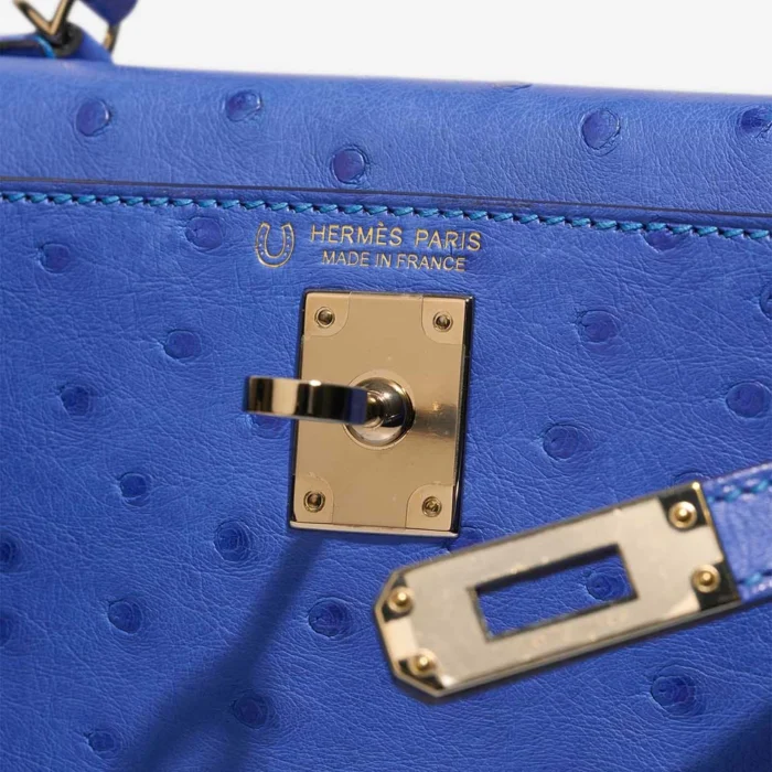 Artisan-Grade Hermès Dupes HSS Mini Kelly Ostrich Bleuet/Bleu de France PBHW - Replica Handbags - Image 6