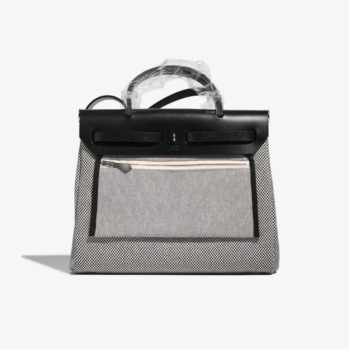 Artisan-Grade Hermès Dupes Herbag 31 Toile Criss/Vache Hunter Black/Ecru PHW - Replica Handbags - Image 2
