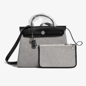 Artisan-Grade Hermès Dupes Herbag 31 Toile Criss/Vache Hunter Black/Ecru PHW - Replica Handbags
