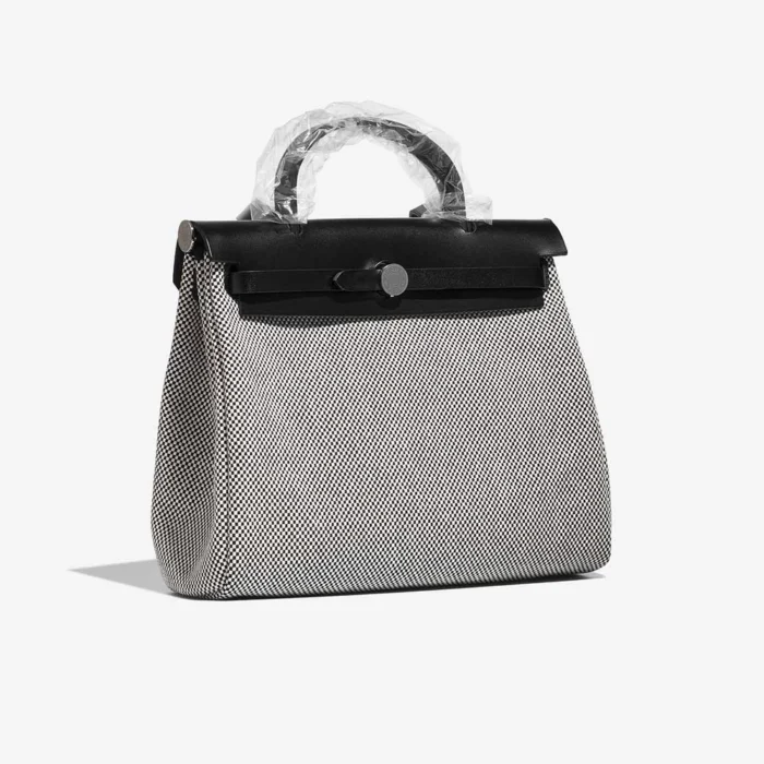 Artisan-Grade Hermès Dupes Herbag 31 Toile Criss/Vache Hunter Black/Ecru PHW - Replica Handbags - Image 5