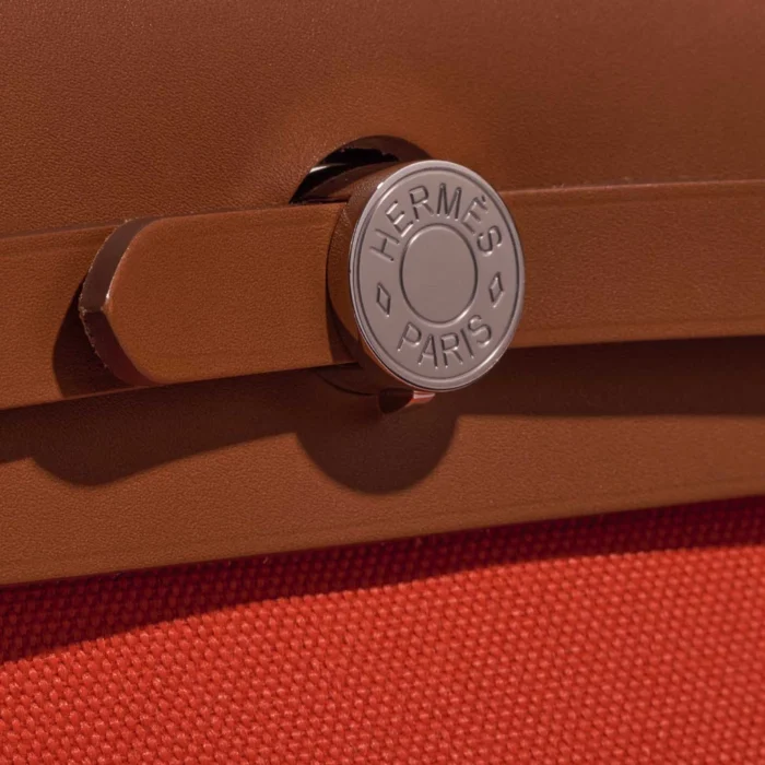 Artisan-Grade Hermès Dupes Herbag 31 Toile Militaire/Vache Hunter Mecano/Fauve PHW - Replica Handbags - Image 6
