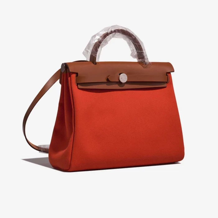 Artisan-Grade Hermès Dupes Herbag 31 Toile Militaire/Vache Hunter Mecano/Fauve PHW - Replica Handbags - Image 5