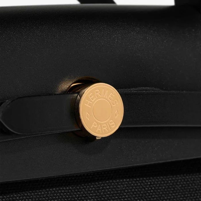 Artisan-Grade Hermès Dupes Herbag 31 Toile/Vache Hunter Black GHW - Replica Handbags - Image 7