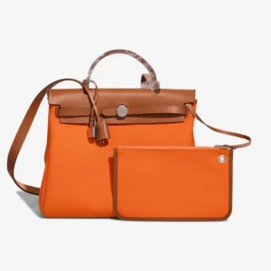 Artisan-Grade Hermès Dupes Herbag 31 Toile/Vache Hunter Orange Minium/Fauve PHW - Replica Handbags