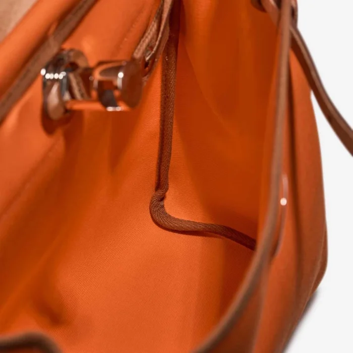 Artisan-Grade Hermès Dupes Herbag 31 Toile/Vache Hunter Orange Minium/Fauve PHW - Replica Handbags - Image 5