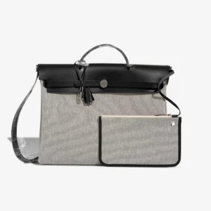 Artisan-Grade Hermès Dupes Herbag 39 Toile/Vache Hunter Black/Ecru PHW - Replica Handbags