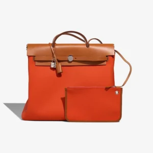 Artisan-Grade Hermès Dupes Herbag 39 Toile/Vache Hunter Orange Mecano/Fauve PHW - Replica Handbags