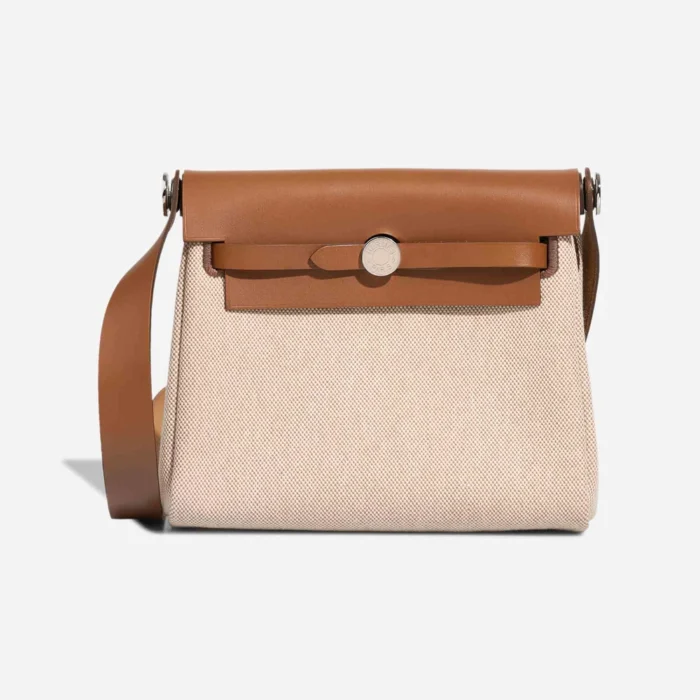 Artisan-Grade Hermès Dupes Herbag Mini Vache Hunter/Toile Naturel/Ecru PHW - Replica Handbags