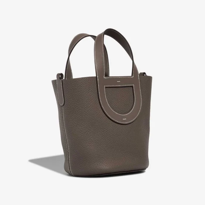 Artisan-Grade Hermès Dupes In-The-Loop 18 Taurillon Clemence/Swift Etoupe PHW - Replica Handbags - Image 4