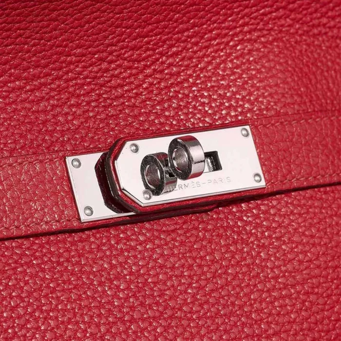 Artisan-Grade Hermès Dupes Jypsiere 34 Taurillon Clemence Rouge Vif PHW - Replica Handbags - Image 9