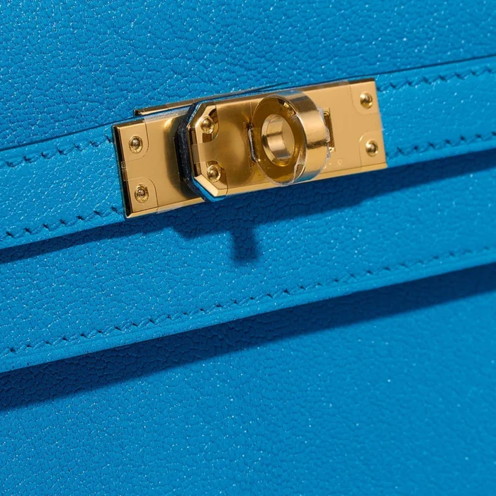 Artisan-Grade Hermès Dupes Kelly 25 Chevre Chamkila Blue Frida GHW - Replica Handbags - Image 6