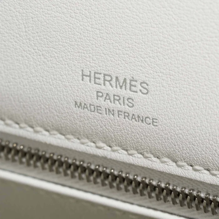 Artisan-Grade Hermès Dupes Kelly 25 Swift/Toile New White/Ecru/Beige PHW - Replica Handbags - Image 6
