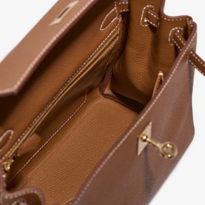 Artisan-Grade Hermès Dupes Kelly 25 Togo Gold GHW - Replica Handbags - Image 5