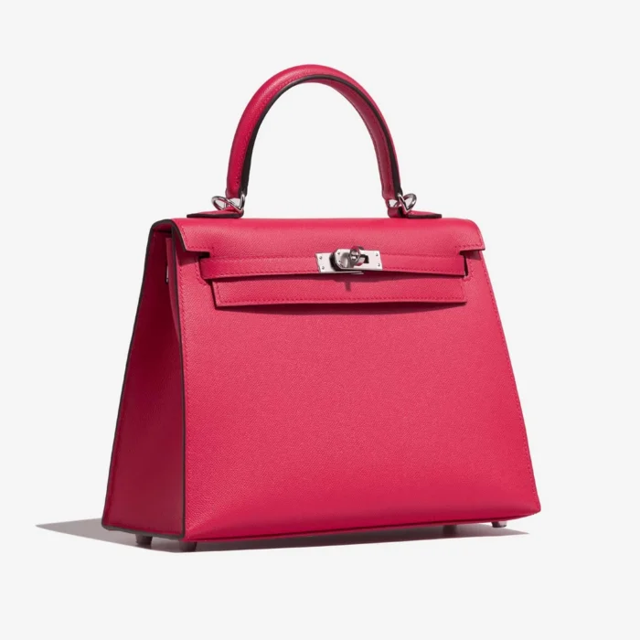Artisan-Grade Hermès Dupes Kelly 25 Veau Madame Rose Extreme/Rouge Piment PHW - Replica Handbags - Image 4