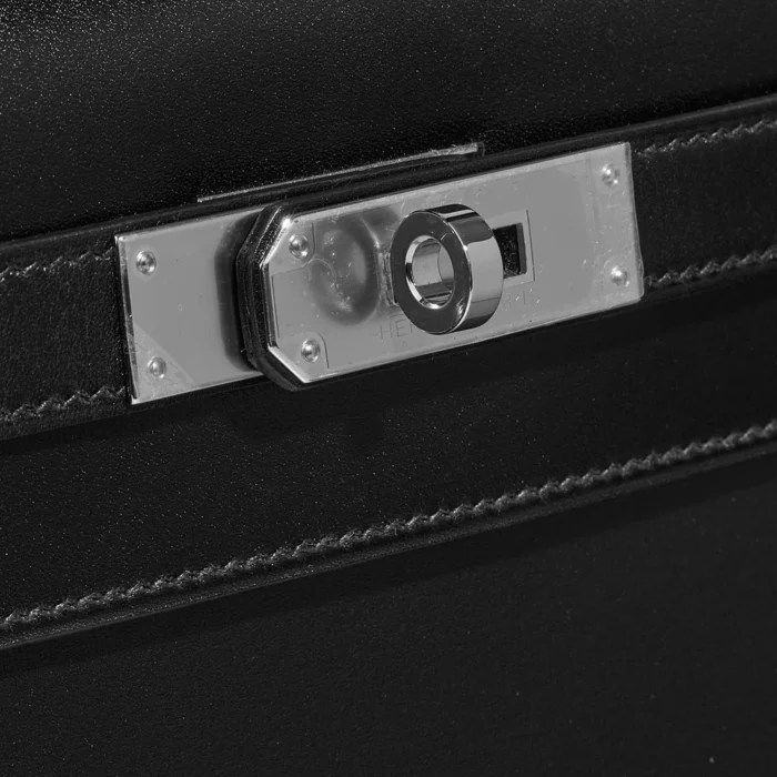 Artisan-Grade Hermès Dupes Kelly 28 Box Black PHW - Replica Handbags - Image 6