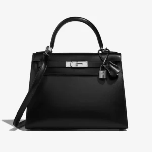 Artisan-Grade Hermès Dupes Kelly 28 Box Black PHW | Replica Handbags