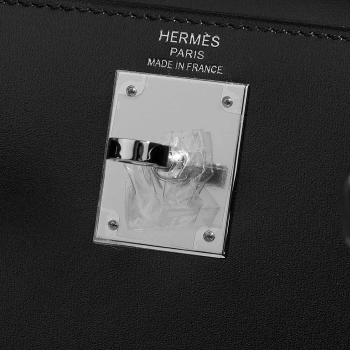 Artisan-Grade Hermès Dupes Kelly 28 Box Black PHW - Replica Handbags - Image 5