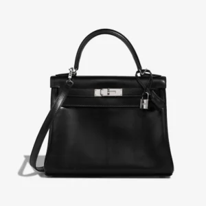 Artisan-Grade Hermès Dupes Kelly 28 Box Black PHW - Replica Handbags