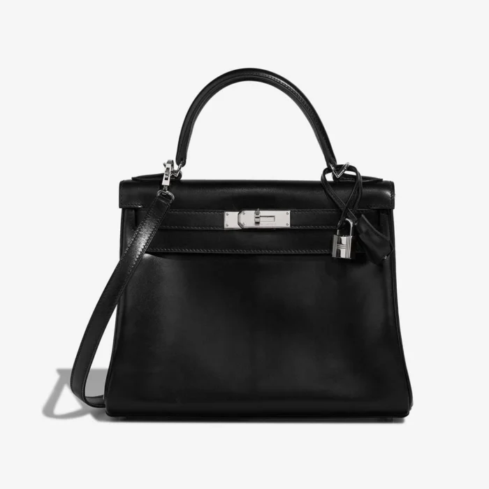 Artisan-Grade Hermès Dupes Kelly 28 Box Black PHW - Replica Handbags