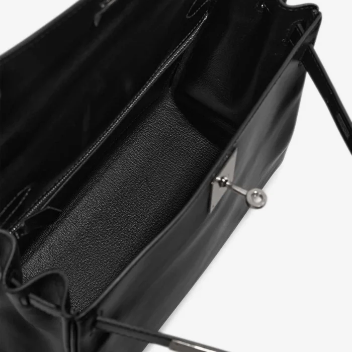 Artisan-Grade Hermès Dupes Kelly 28 Box Black PHW - Replica Handbags - Image 5