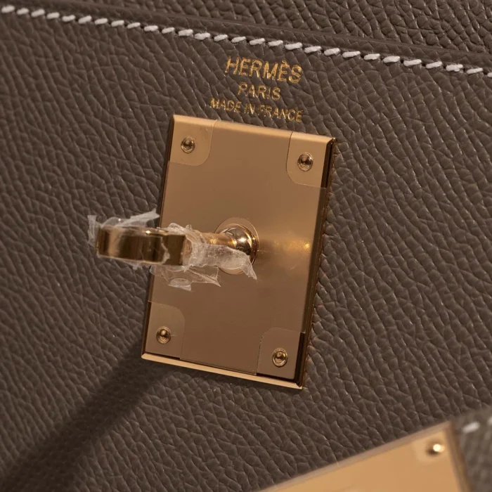 Artisan-Grade Hermès Dupes Kelly 28 Epsom Etoupe GHW - Replica Handbags - Image 5