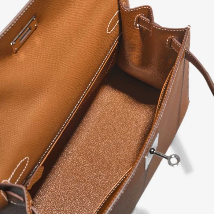 Artisan-Grade Hermès Dupes Kelly 28 Epsom Gold PHW - Replica Handbags - Image 5