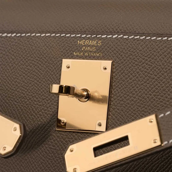 Artisan-Grade Hermès Dupes Kelly 28 Epsom Etoupe GHW - Replica Handbags - Image 6