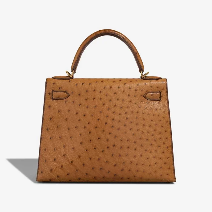 Artisan-Grade Hermès Dupes Kelly 28 Ostrich Gold GHW - Replica Handbags - Image 2