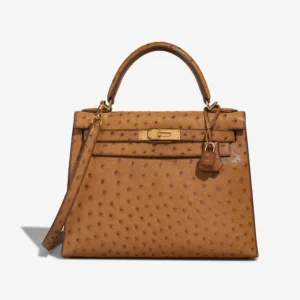 Artisan-Grade Hermès Dupes Kelly 28 Ostrich Gold GHW - Replica Handbags